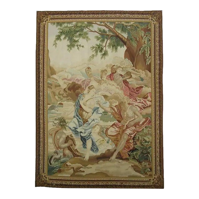 Vintage Woven Figural Tapestry For Sale