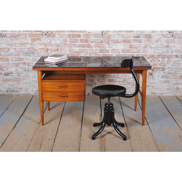Mid-Century Czech Writing Desk in Mahogany Veneer, 1950s For Sale - Image 14 of 15