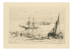 Haden, A Brig at Anchor Thames, 1870, Print
