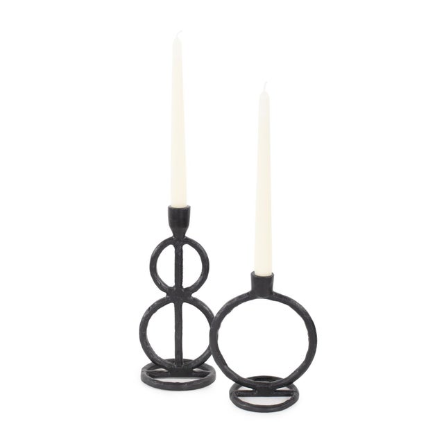 Black Single Circle Arman Aluminum Candlestick in Black For Sale - Image 8 of 11