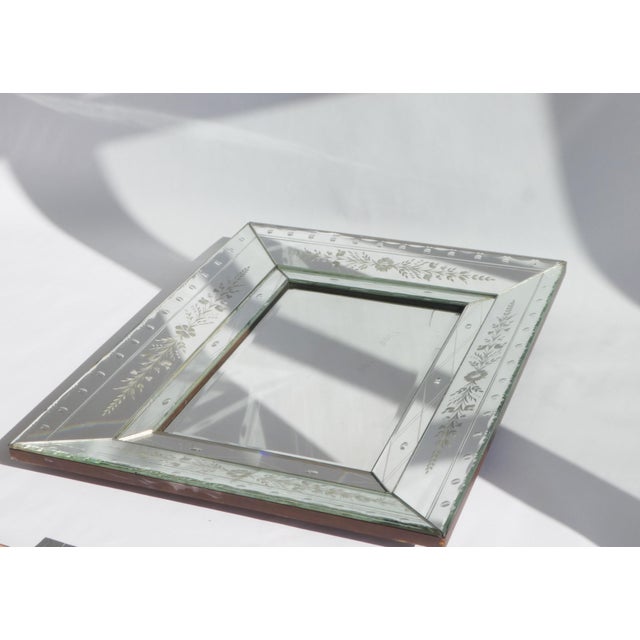 1920s Large Vintage Venetian Rectangular Ornate Wall Mirror with Beveled Glass, Italy, 1920s For Sale - Image 5 of 13