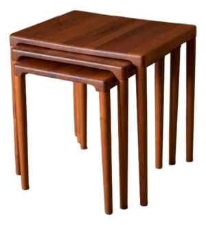 Danish Modern Solid Teak Set of Nesting End Tables by h.w. Klein for Bramin