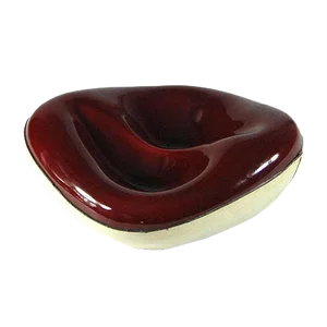 French Ceramic and Leather Ashtray Pipe Res by Gorges Jouve for Longchamp, 1950s