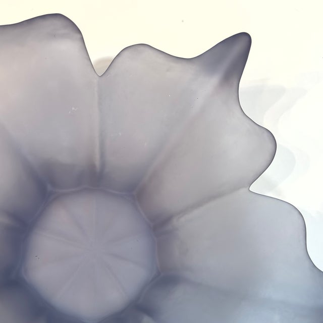 Vintage Viking Glass Frosted Purple Lotus Fruit Bowl For Sale - Image 11 of 12