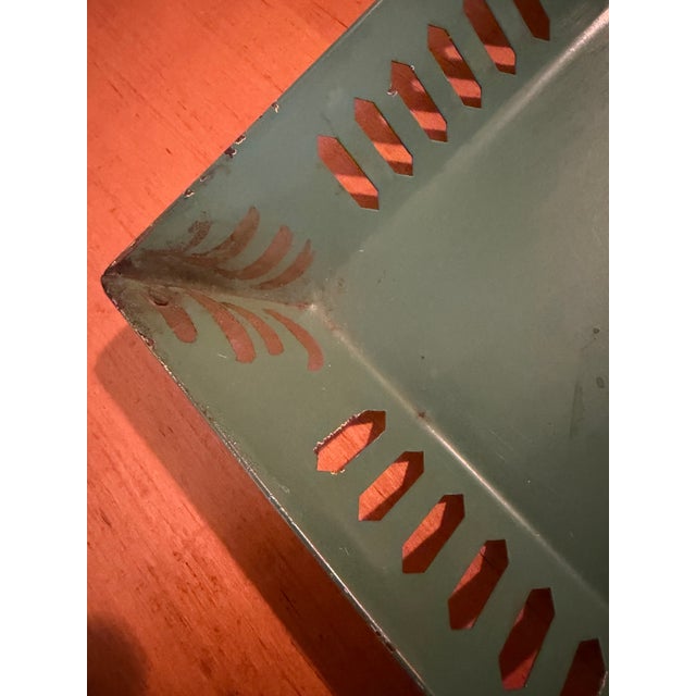 Vintage Floral Toleware Tray, Handpainted in Deep Green and Pastels For Sale - Image 9 of 12