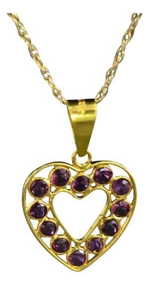 The Tolland: Simple Yellow Gold Heart Pendant set with Natural Rubies