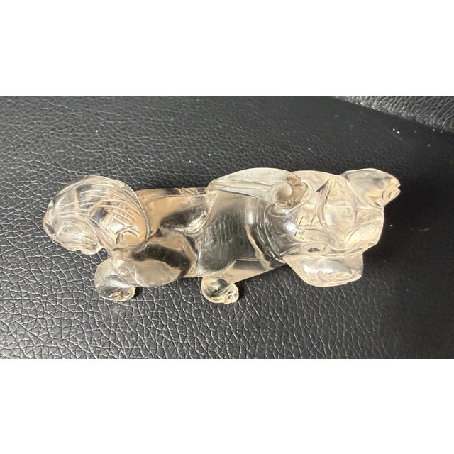 Antique Hand Carved Chinese Foo Lion Dog Rock Crystal Stone Sculpture Statue For Sale - Image 9 of 13