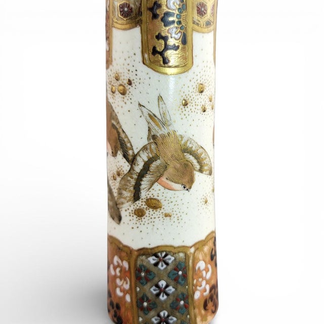 Tall Japanese Satsuma Vases with Moriage and Gold Pointillé, Set of 2 For Sale - Image 15 of 18
