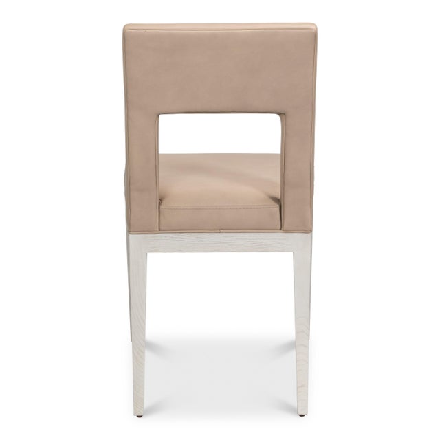 Tan Keyhole Back Leather Dining Chairs, Set of 2 For Sale - Image 8 of 12