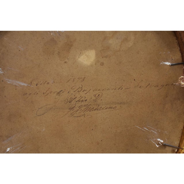 Oval Portrait of Young Woman, Oil on Cardboard, 1878, Framed For Sale - Image 8 of 10