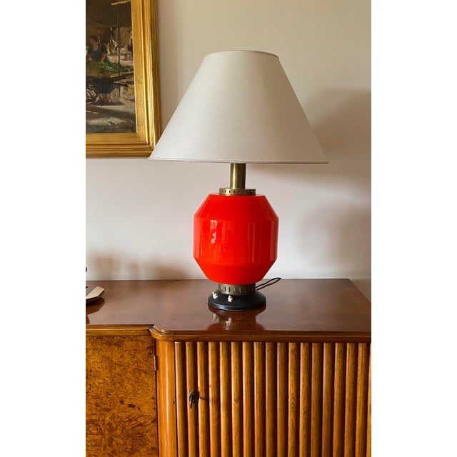 Mid-Century Modern Space Age Orange Glass Table Lamp Base, Stilnovo, Italy 1960s For Sale - Image 3 of 12