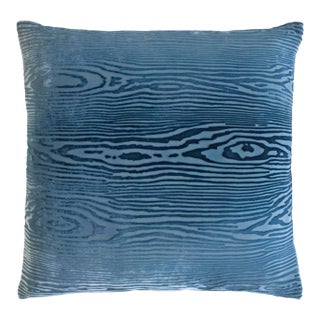 Kevin O'Brien Woodgrain Denim Cut Velvet 22" Pillow For Sale