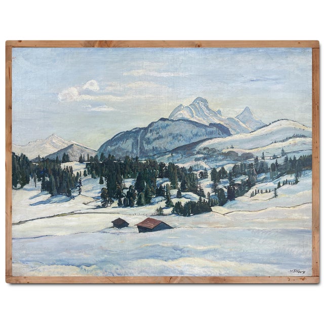 Harald Tillberg, Snowy Alpine Landscape, Oil on Canvas For Sale - Image 18 of 18