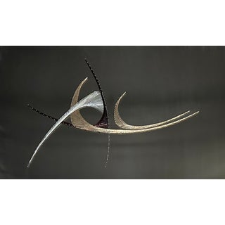 Mid 20th Century Woven Precious Metal Wire Wall Hanging Modern Sculpture For Sale