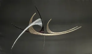 Mid 20th Century Woven Precious Metal Wire Wall Hanging Modern Sculpture