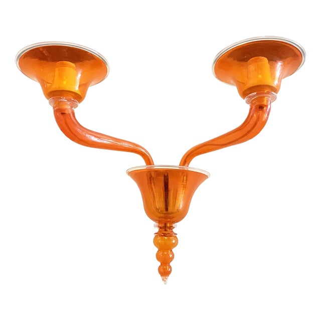 Orange Translucent Murano Glass Wall Sconce by Simoeng For Sale
