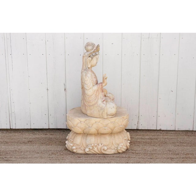 19th Century Exceptional Finely Carved Marble Buddha For Sale - Image 5 of 13