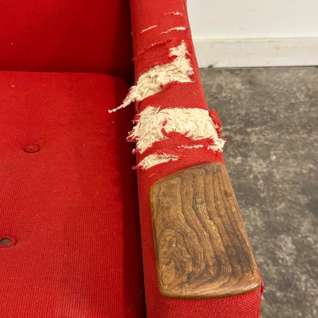 Red Mid Century Modern Kroehler Walnut Lounge Chair For Sale - Image 8 of 12