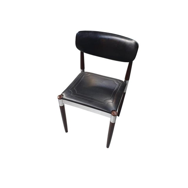 1970s Dining Chairs in Chrome, Wood and Vinyl, Set of 4 For Sale - Image 5 of 10