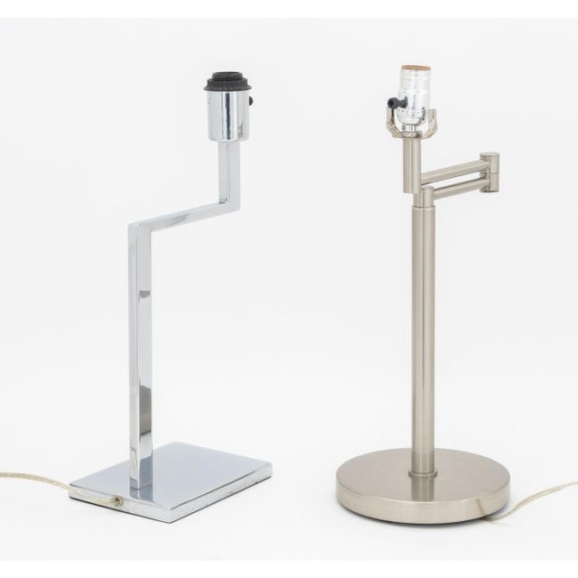 Metal Contemporary Silver-Tone Metal Desk Lamps, 2 For Sale - Image 7 of 7