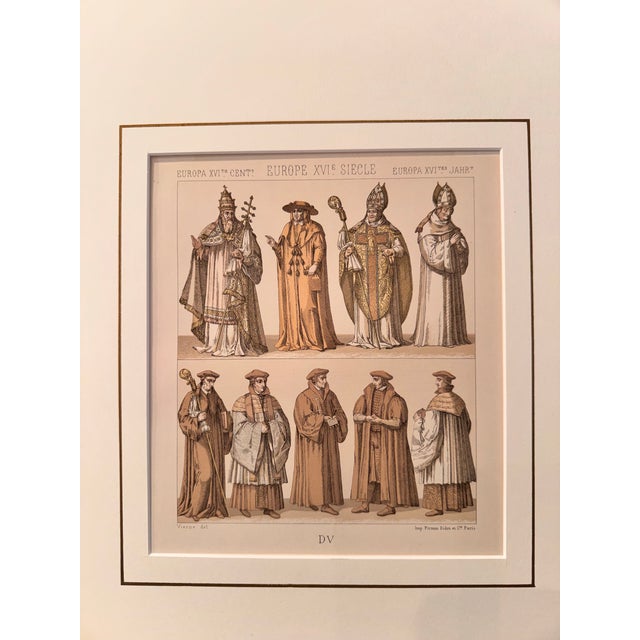 Gold 1876 Albert Racinet "Le Costume Historique" Chromolithographs - A Pair For Sale - Image 8 of 9