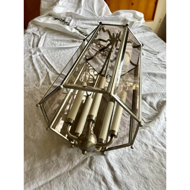 1970’s Chrome and Glass Entryway Chandelier For Sale - Image 9 of 10