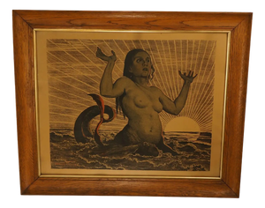 Hans Thoma, Mermaid, Color Lithograph, 1890, Framed