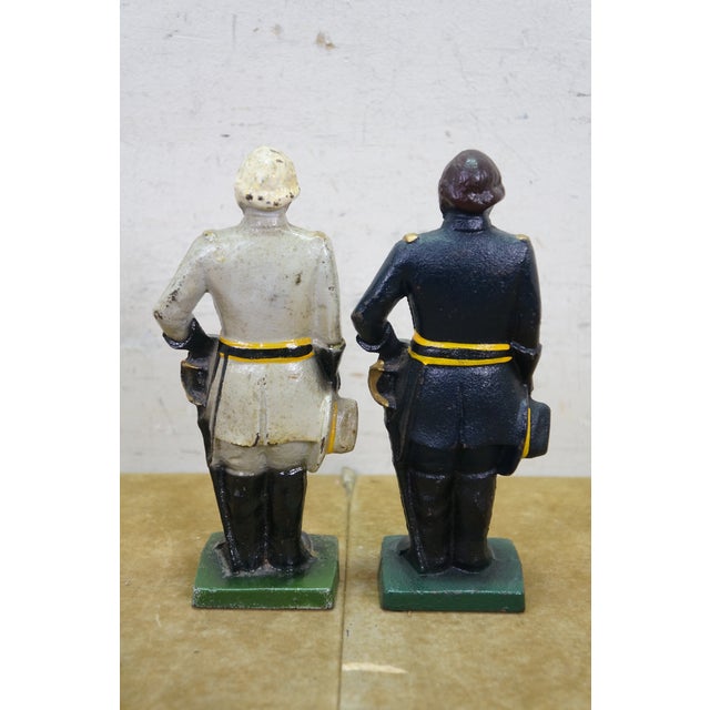 Antique Cast Iron Robert E Lee & Ulysses S Grant Civil War Bookends 8" For Sale - Image 4 of 15