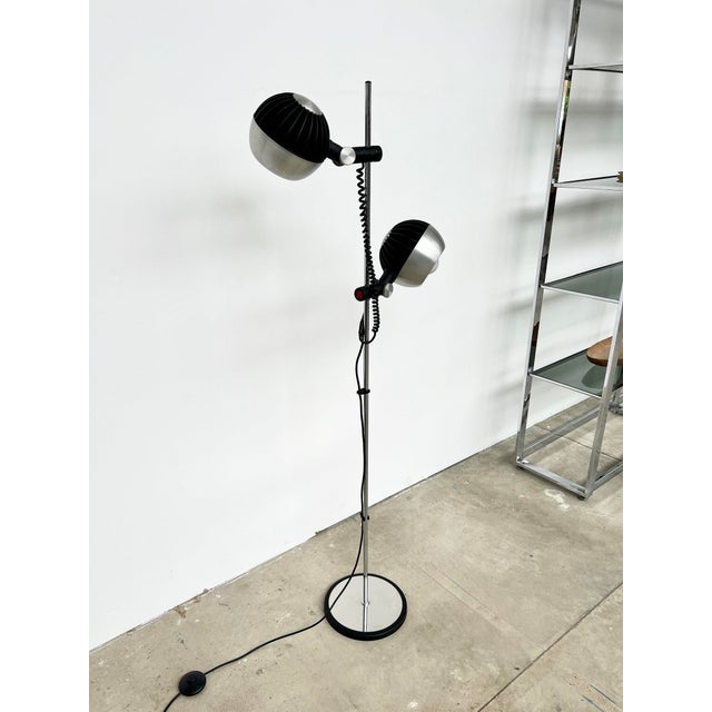 2-Spot Floor Lamp in Brushed Steel and Matte Black from Fase, 1970s For Sale - Image 11 of 12