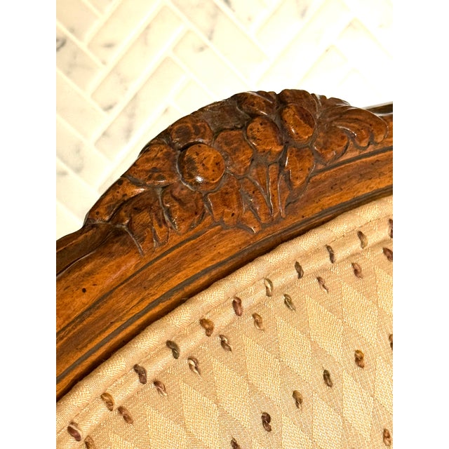 Wood Vintage French Louis XV Style Carved Wood Accent Armchair For Sale - Image 7 of 8