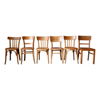 Golden Beech Bistro Chairs, 1960s, Set of 6 For Sale