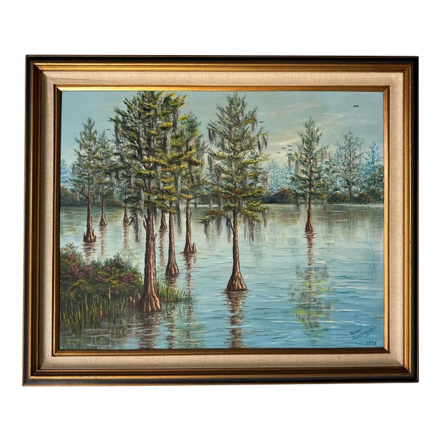 Gwen Gazaway ( 1931 - 2009 ) Tropical Florida Highwaymen - Style Oil Painting For Sale