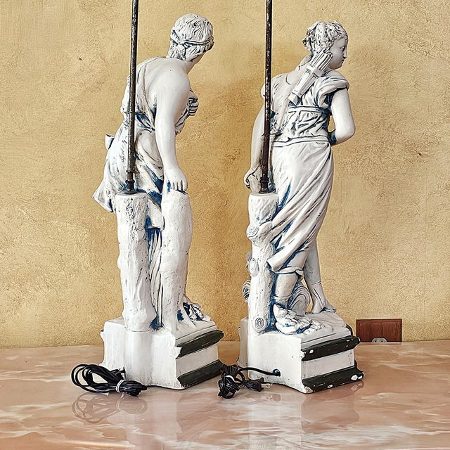 Vintage Neoclassical Figural Table Lamps Greco-Roman Sculptural Lamps - Pair For Sale - Image 9 of 18
