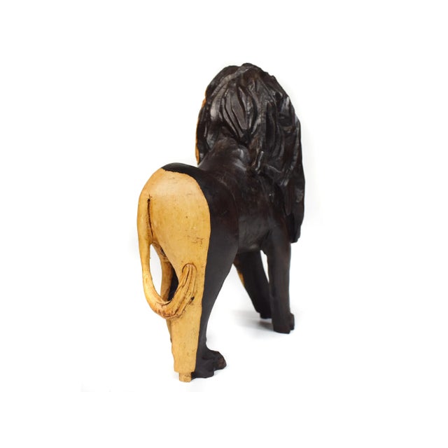 Early 20th Century Early 20th Century Hand Carved Solid African Ebony Wood Lion Safari Figurine Model For Sale - Image 5 of 6