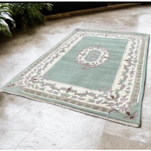 Green and White Rug in Wool For Sale - Image 13 of 13