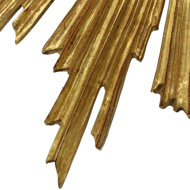 Gold Deknudt Sunburst Sun Mirror in Gilded Wood, 1960s For Sale - Image 8 of 18