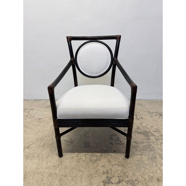 Wood McGuire Brown Leather Wrapped Bamboo Dining Chairs - Set of Six For Sale - Image 7 of 18