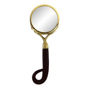 Vintage Mid Century Brass Handheld Magnifying Glass With Sculptural Handle
