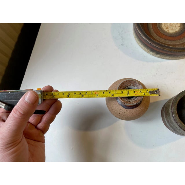 Scandinavian Modern Striped Stoneware, 1970s, Set of 3 For Sale - Image 10 of 17