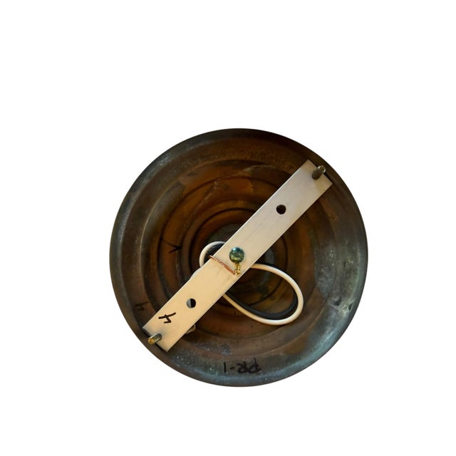 American Vintage Brass and Halophane Ceiling Light Fixture For Sale - Image 3 of 6