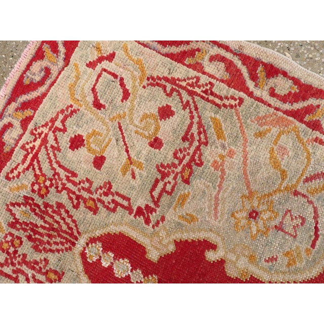 Mid 20th Century Galerie Shabab Collection Early 20th Century Turkish Oushak Throw Rug For Sale - Image 5 of 6