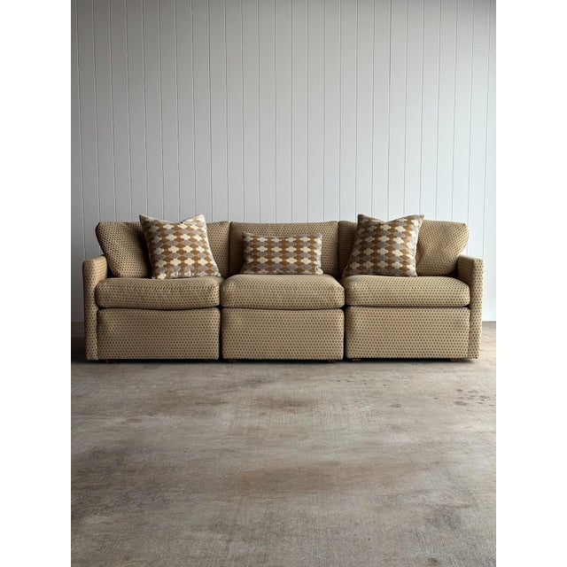 Charles Pfister Charles Pfister for Knoll Three-Piece Lounge Sofa in Camel Upholstery, C. 1970s For Sale - Image 4 of 15
