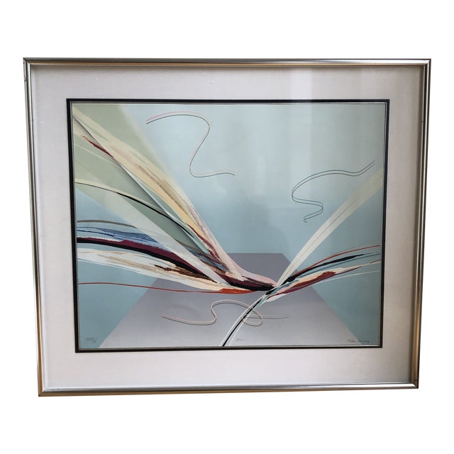 1980s Abstract Limited Edition Signed Serigraph by Elba Alvarez, Framed