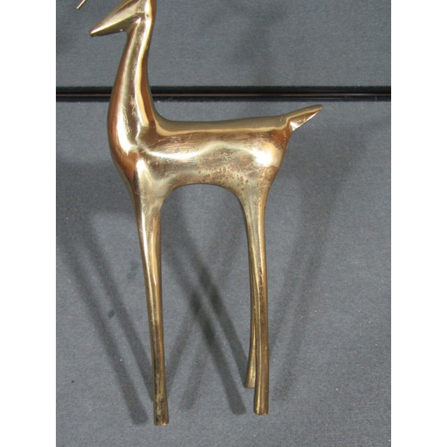 Vintage 16" Brass-Tone Modernist Deer Stag Sculpture With Branch Antlers For Sale - Image 9 of 12