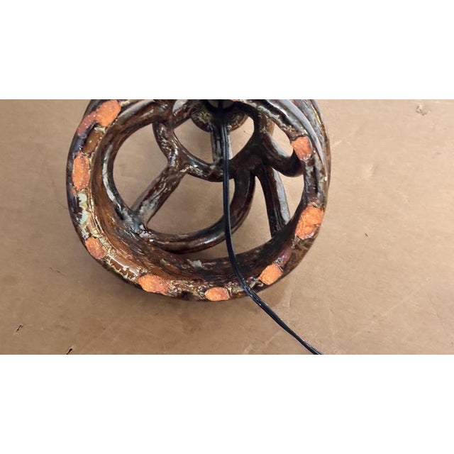 French Sculptural Terracotta Earthenware Table Lamp, 1960s For Sale - Image 10 of 13