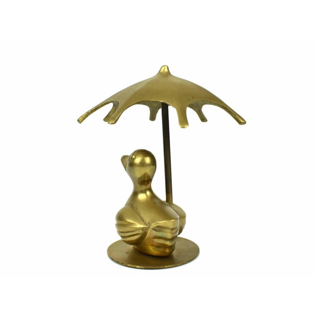 Metal Vintage Solid Gold Brass Duck Figurine Model For Sale - Image 7 of 10