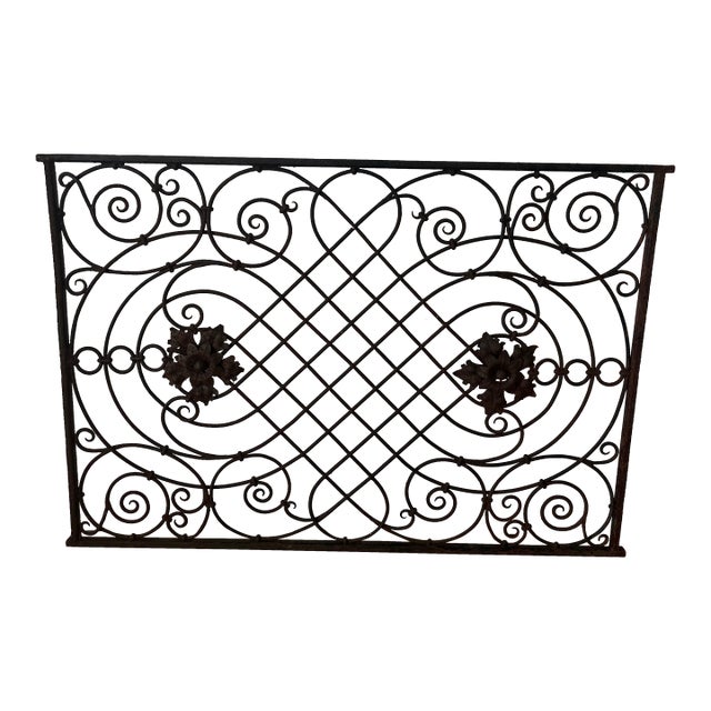 Antique 19th Century French Neo Classical Style Iron Architectural Element With Rosettes For Sale