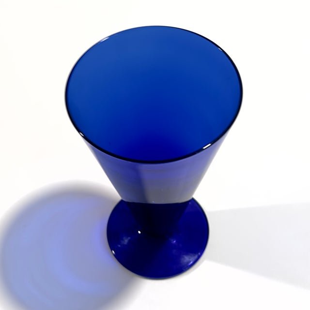 Vintage Cobalt Blue Cocktail Glass Curation - Group of 6 For Sale - Image 9 of 12