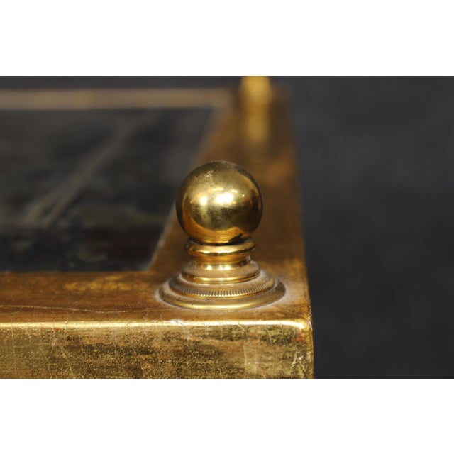 Pair Directoire Style Brass and Giltwood Eglomise Top End Tables For Sale - Image 9 of 13