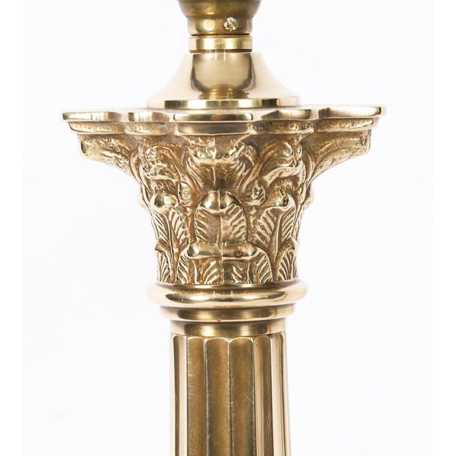 Vintage Bronze Corinthian Column Table Lamps, Set of 2 For Sale - Image 11 of 15
